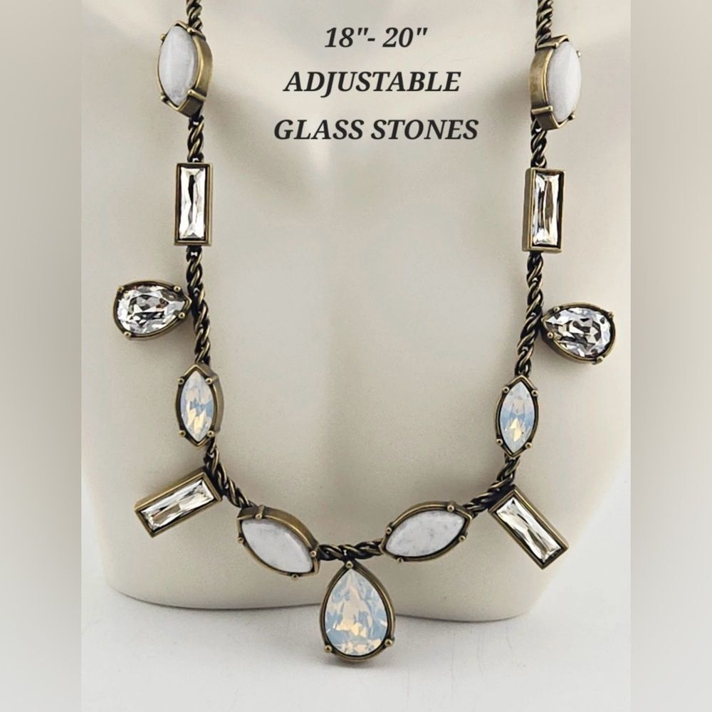 Swarovski Crystals & Genuine Moonstones Necklace 18"